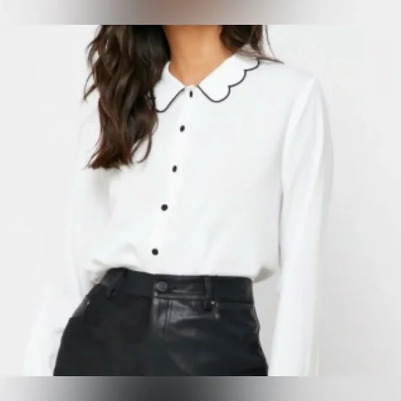 Forever 21 Collared White Top - Picture 1 of 4